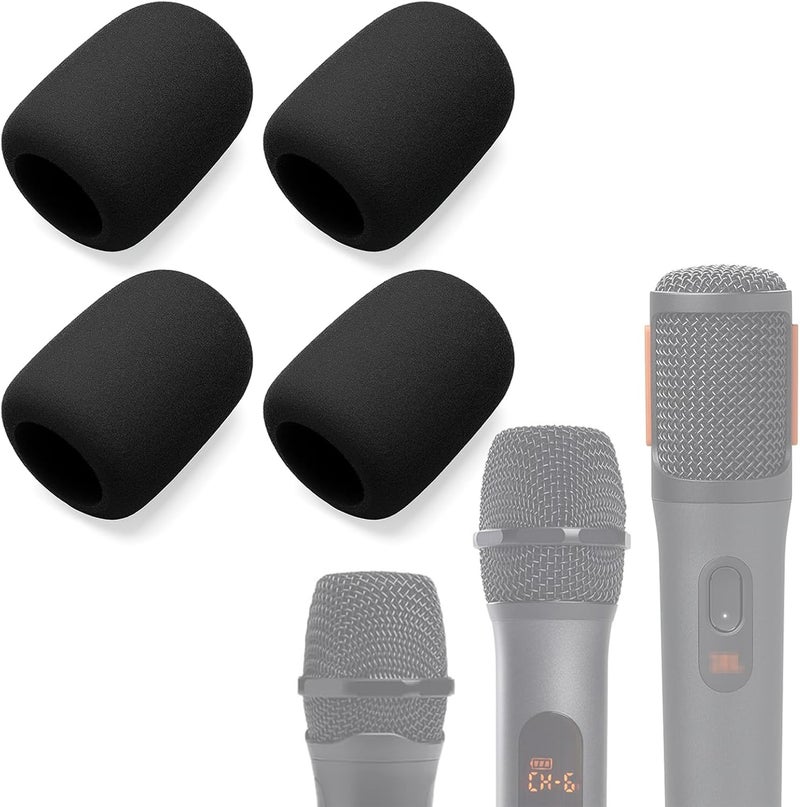 Voarmaks Foam Mic Cover Compatible with JBL PartyBox Wireless Mic Microphones, Wireless Two Microphone System, PartyBox Mic 100 Wird Microphone Sponge Windscreen Pop Filter 4-Pack, Black - Image 1